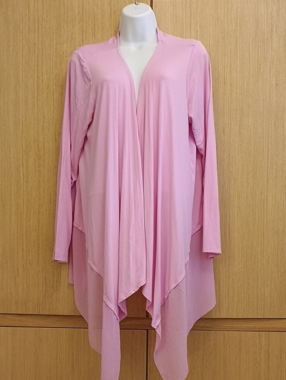 +SZ Joan Rivers SZ 1X Light Pink Draped Open Front Cardigan